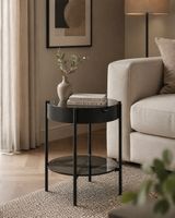 AMBIA HOME BEISTELLTISCH in Metall, Glas 45/45/50 cm NEU
