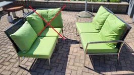 Gartenlounge aus Chromstahl für 3 Personen