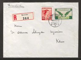 1942 : Brief mit seltener Frankatur Nr. J99I + F15 : KP 480.