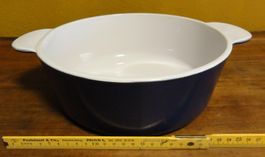 Keramikauflaufform, blau mit weissem Innenraum
