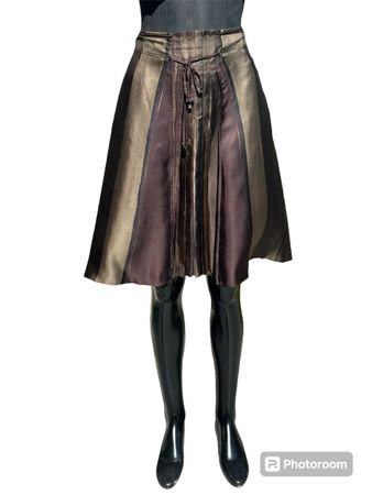 BOSS Silk Skirt, Size 36, Green Brown Gold Tonens