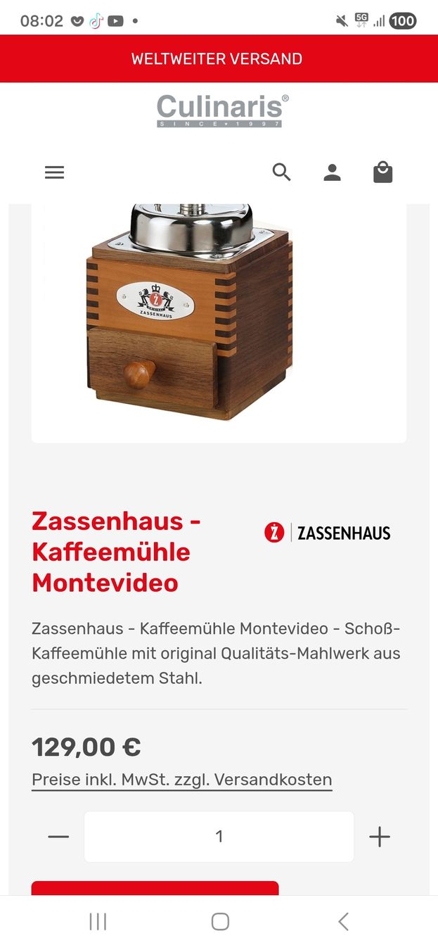 Macchine per caffè & Macchine per espresso: Zassenhaus Kaffemühle Montevideo – Nuovo (secondo la descrizione) da Liestal venduto da producer 3