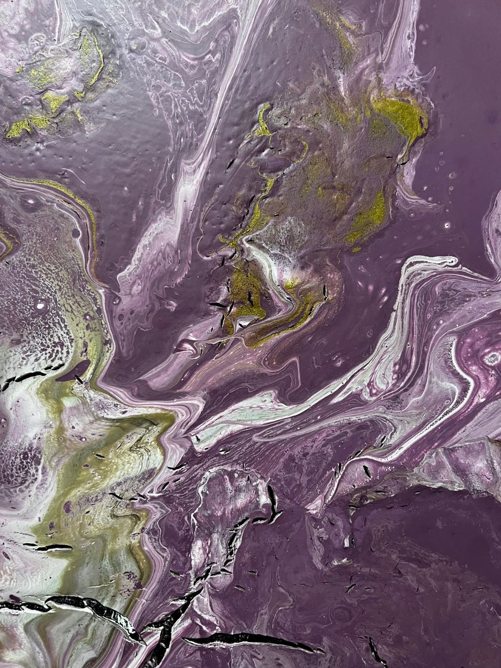 Dipinti: Original Pouring Bild - Violet, Gold - Einzelstück, 40x40 cm – Nuovo (secondo la descrizione) da Läufelfingen venduto da stephiesheena 2