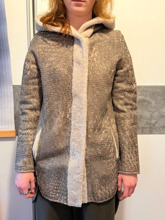 Manteau d'hiver chaud avec capuche natural fourrée, Taille S