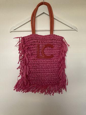Lola Casademunt Strohtasche Pink Fransen
