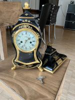 Schwarze Buffet-/Wanduhr mit Golddekor & Schlüssel BUCHERER