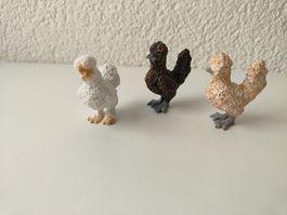 Schleich Seidenstrupphühner Bauernhof Vogel Huhn Familie