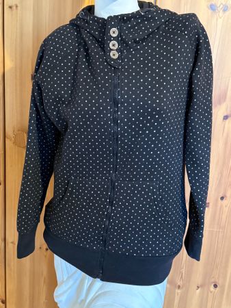 Schwarze Damen Sweatjacke mit Pünktchen