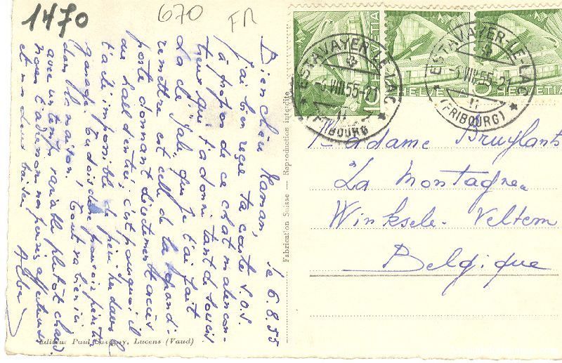 Ansichtskarten: Estavayer-le-Lac - Prte de Camus + 1955 – Gebraucht aus Emmenbrücke von teestube 1