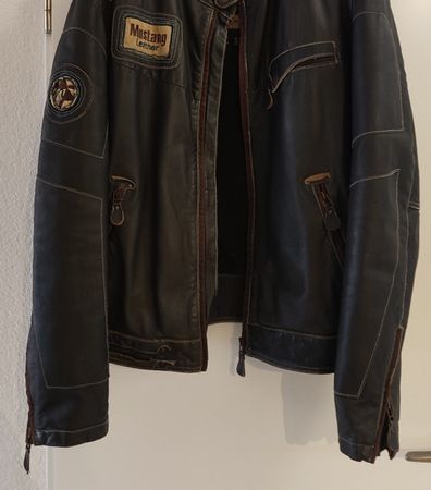 Mustang Lederjacke Herren dunkelbraun, neuwertig 