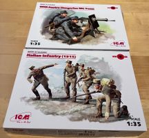 2x Modellbau-Set WK1, Figuren 1:35, ICM, neuwertig