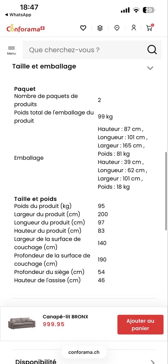 Conforama Divani: Canapé-lit rapido – Nuovo (secondo la descrizione) da Lausanne venduto da kat_n7zq 8