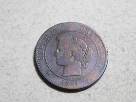 10 Centimes 1881, Frankreich, Mz. "A", Bronze, sehr schön