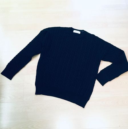 Gran Sasso Pullover Zopfmuster schwarz Viscose Wolle Gr 38