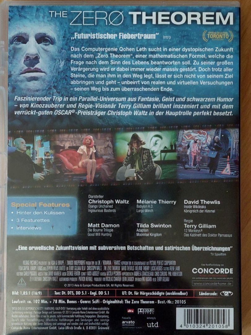 Tutti i DVDs: The Zero Theorem (2013) - Terry Gilliam – Usato da Arbon venduto da mick1968 1