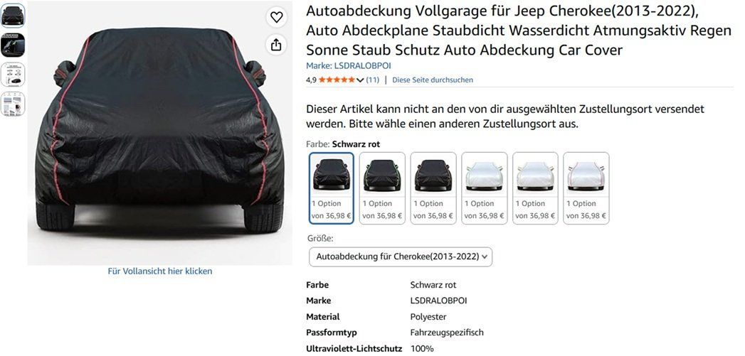 Abdeckhülle: Autoabdeckung / Vollgarage – Neu (gemäss Beschreibung) aus Flums von Hrroland 1