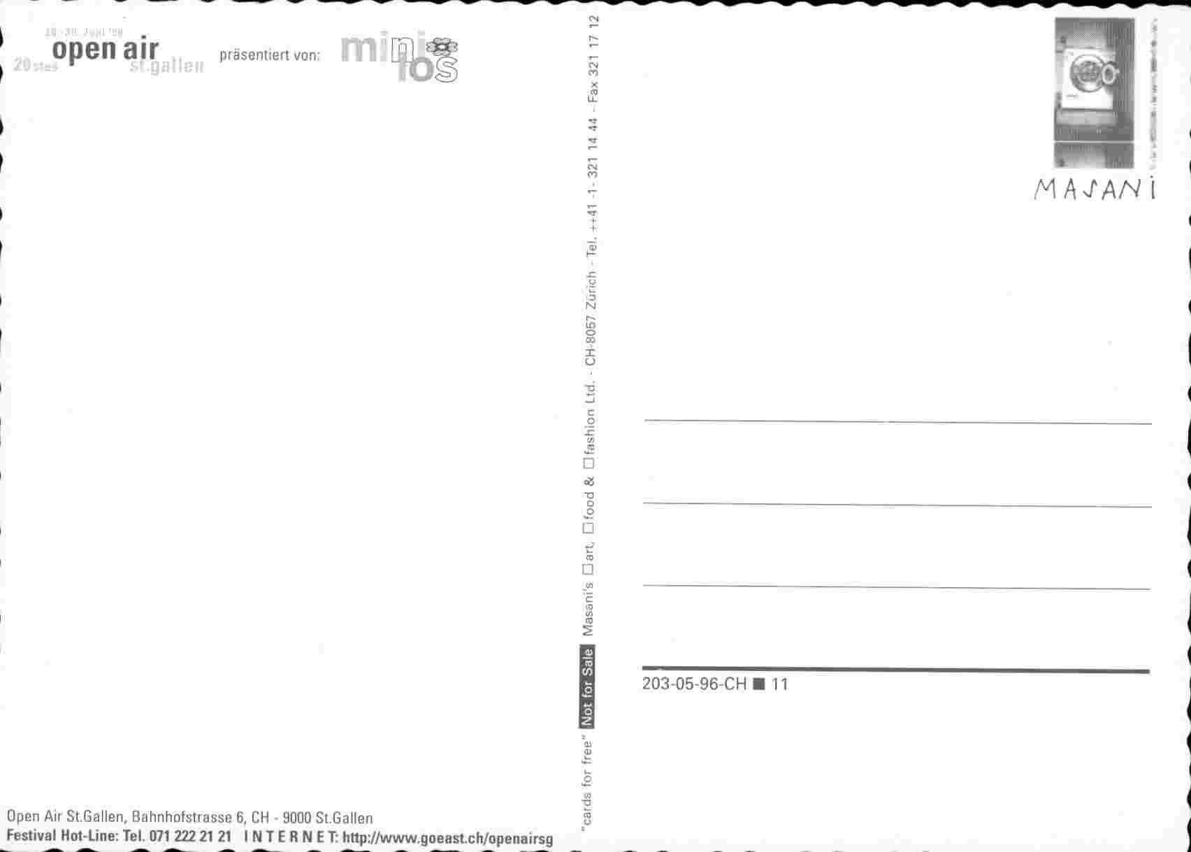 Cartoline postali: 20stes OpenAir St. Gallen 1996 – Usato da Arbon venduto da Hages 1