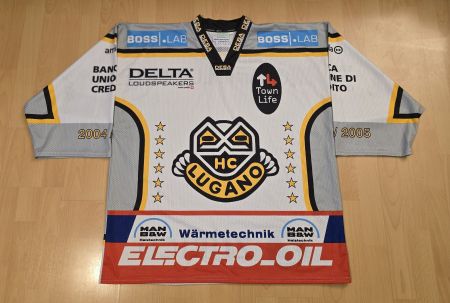HC Lugano Eishockey Yvette Trikot, 2004, XL (autogrammen)