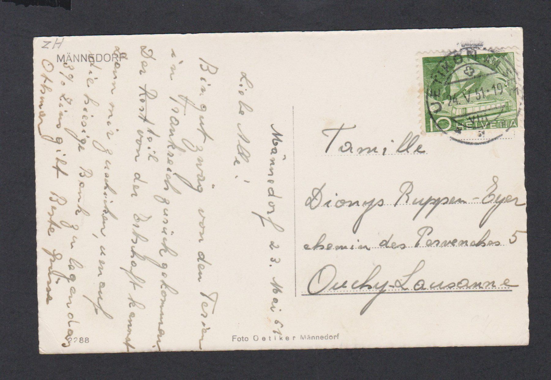 Cartoline postali: Männedorf  ZH   :   alte Ansichtskarte von 1951 – Usato da Vitznau venduto da Ropaku 1