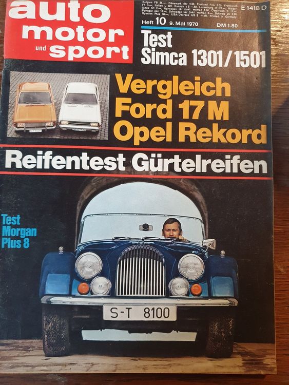 AMS 10/70 Morgan Plus 8 Rekord 1700 Ford 17 M Simca 1301 xx (Gebraucht ...