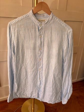 Gutteridge Leinenhemd - Gr. M - Hellblau/Weiss gestreift