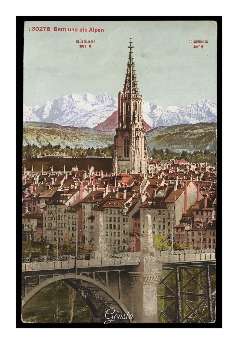 Cartoline postali: BERN UND DIE ALPEN - 1906 "Vue Générale" – Usato da Onex venduto da gonsla01