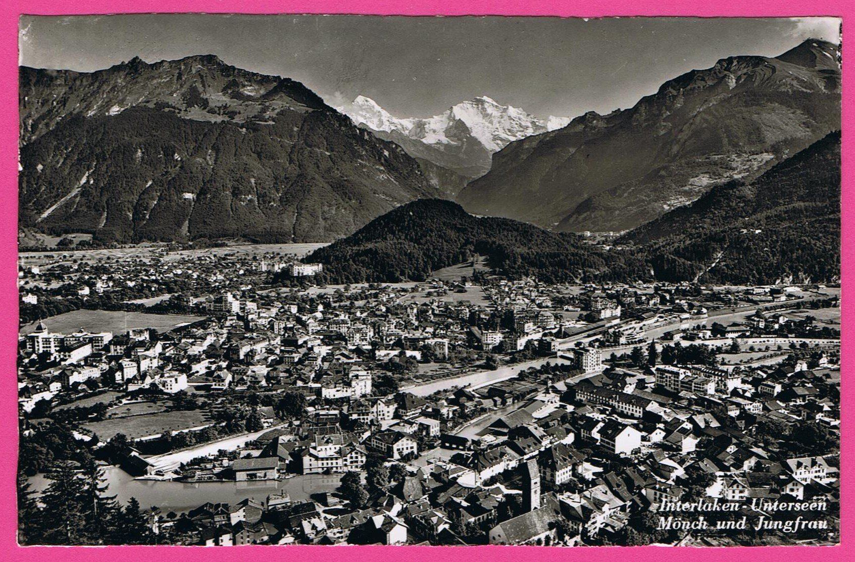 Cartoline postali: Interlaken Unterseen Mönch und Jungfrau – Usato da Einsiedeln venduto da dillie