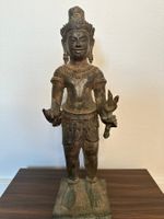 Statue Divinité Khmer en Bronze Massif – Art Asiatique