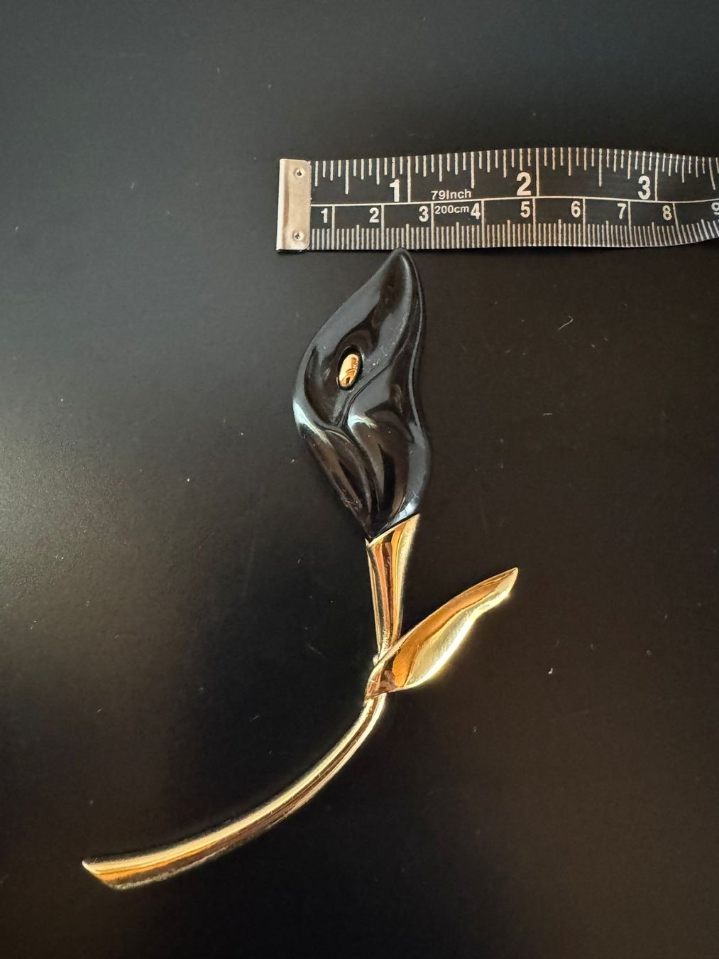Spille & Fermagli: Avon Calla Brosche goldfarben schwarz Vintage – Usato da Winterthur venduto da Dejv 4
