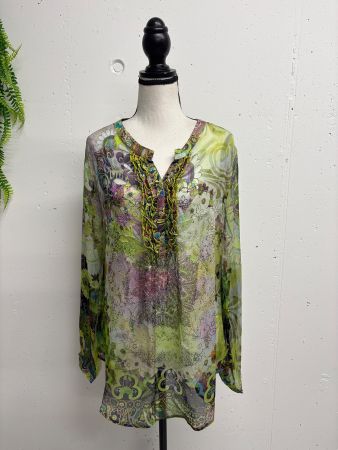 Princess Goes Hollywood Seidenbluse Tunika 36 grün rosa