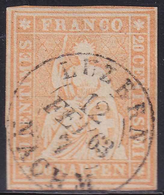 Alle Briefmarken: 1854/62 STRUBEL Zst.Nr.25G – Gebraucht aus geneve von philatelie-marchand