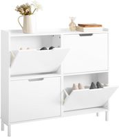 Schuhschrank schmal mit 4 Klappen Schuhkipper Weiss