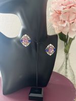 Vintage Ohrringe Blumenmuster Strass