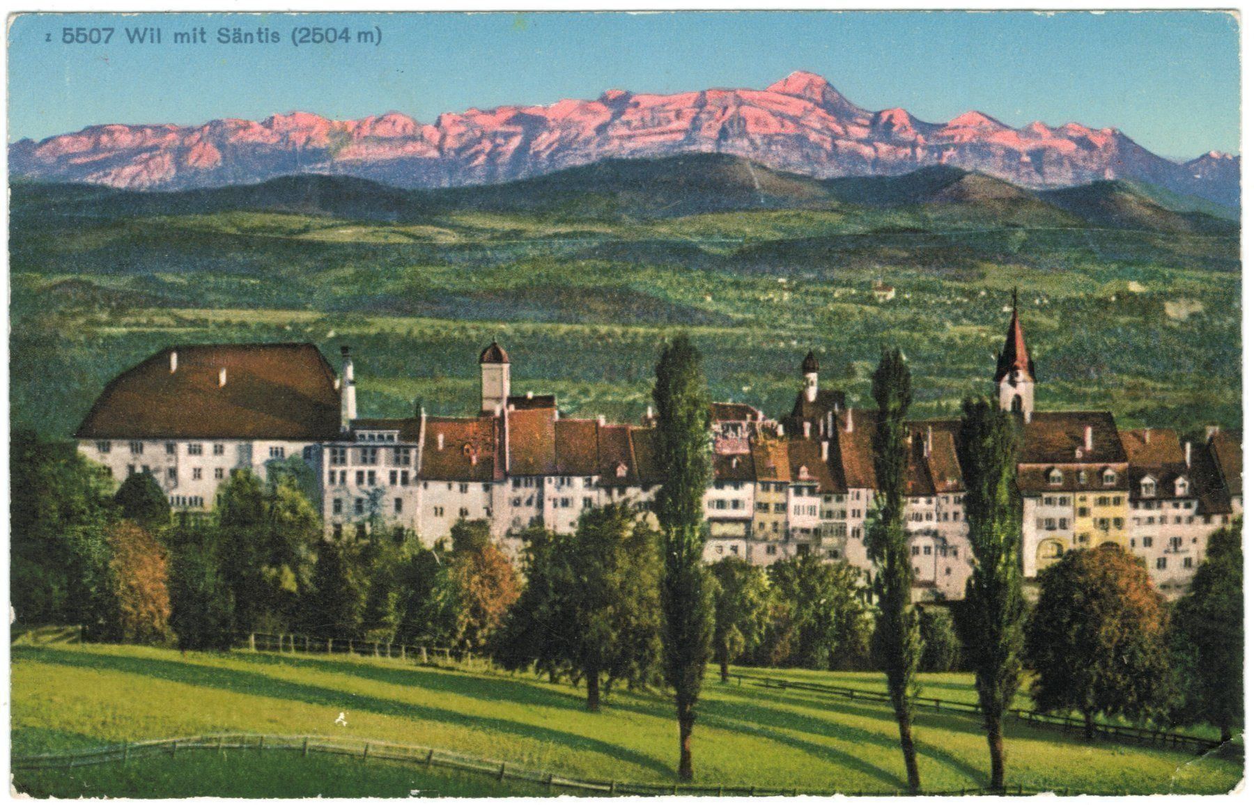 Cartoline postali: AK Wil mit Säntis – Usato da Zürich venduto da Tolima194