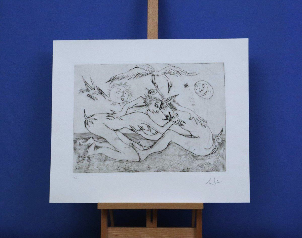Gemälde: Albert Lindegger "Lindi" 1904-1991, Radierung, handsigniert – Gebraucht aus Zug von Kunst-Fundgrube 5