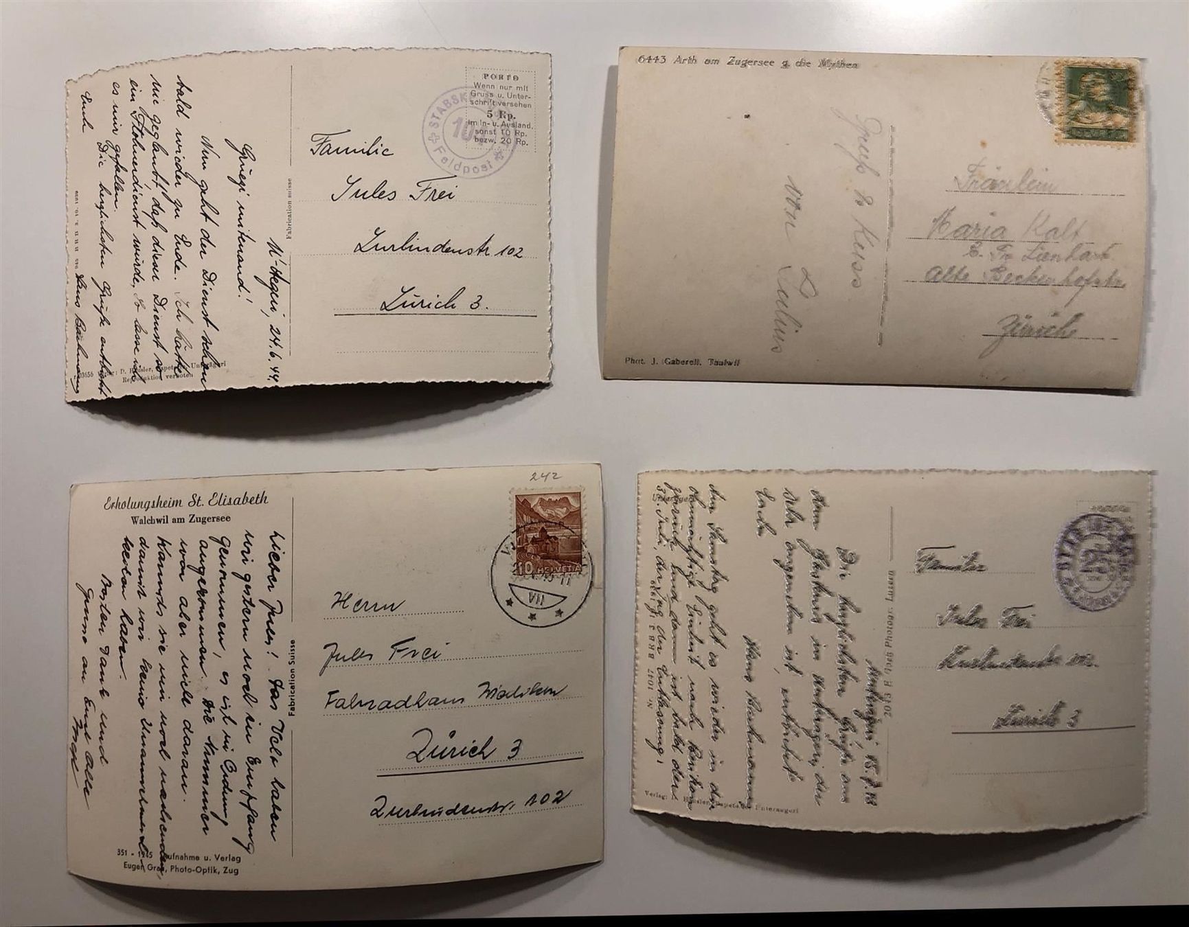 Cartoline postali: 4x Kanton ZUG – Usato da Lufingen venduto da Rac0 4