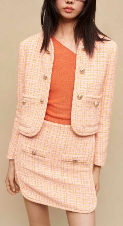 Maje Tweed Rock apricot Gr. 40 nude Boucle