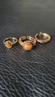 Set 3 anelli dorati con pietre effetto naturale regolabili