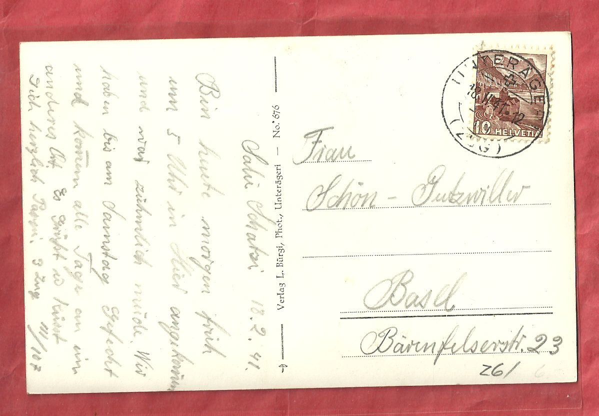 Cartoline postali: Unterägeri - Hotel Seefeld - 1941 – Usato da Fislisbach venduto da Porano 1