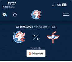 Ticket ZSC gegen EHC Kloten am 26.09.2026 19.45 Uhr