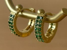 Luxus Elegante Mini Ohrstecker Farbe :Gold / Grün