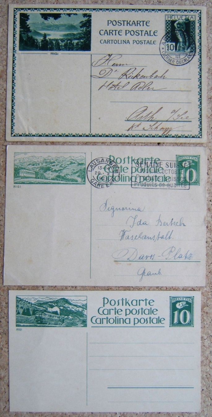 Alle Briefmarken: 3 BILDPOSTKARTEN RIGI / RIGIBAHN 1926 / 1931 – Gebraucht aus Brunnen von Nonne04