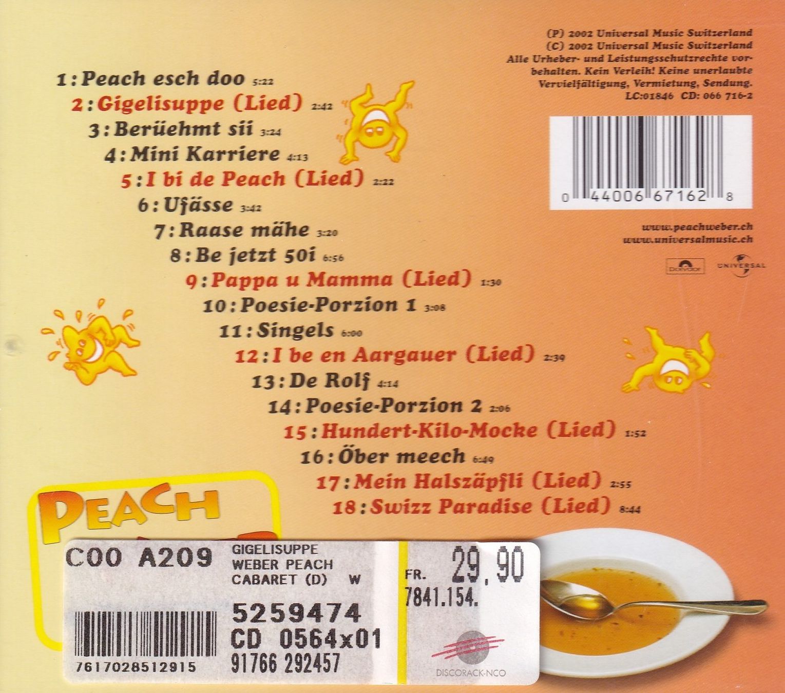 CDs: CD ab Fr. 1.--, Peach Weber - Gigelisuppe – D'occasion à Lausen par Mondeo10628 1
