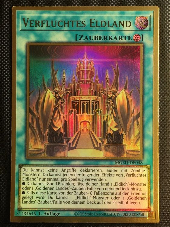 Yu-Gi-Oh! Karte „Cursed Eldland“ – Premium Gold Rare, 1. Edition