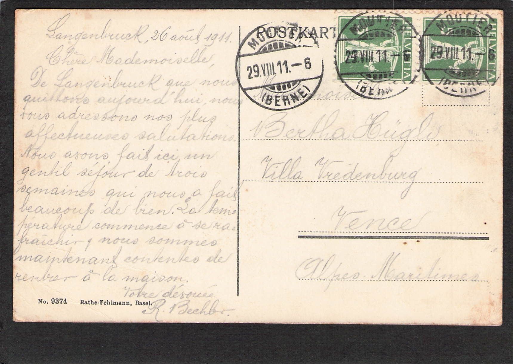 Ansichtskarten: AK× BL Langenbruck , 1911 – Gebraucht aus Reichenburg von Pipo-67 1