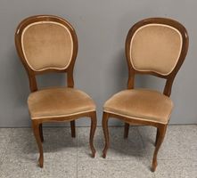 2 edle Medaillon Stühle Holz Beige / Louis-Philippe Vintage