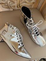 Exkl.Stiefeletten Gr.37 neu chrom silber bequeme Schuhe