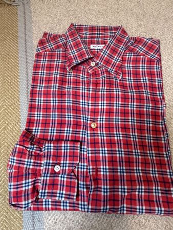 Kiton Hemd Karomuster Rot Weiss Blau Grösse 40
