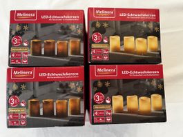 Melinera LED-Echtwachskerzen 4er Set warmweiss 4 Packungen