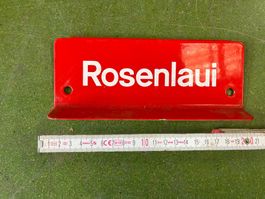 Postauto Haltstelle Rosenlaui Schild, rote Emailleschild